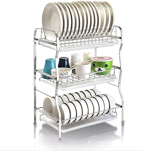 Amazon 食器棚および水切り板セット 金属食器乾燥ラック3段 大容量キッチン棚収納 サイズ 3層 水切りラック用アクセサリ オンライン通販