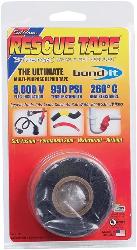 Bond It Silicone Rescue Tape 3.55m Black - Self-Fusing Multi Purpose Tape