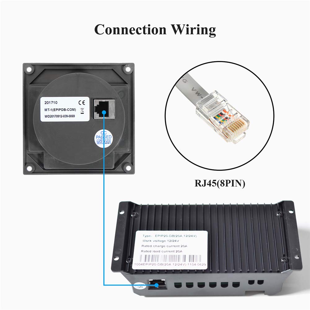 EPEVER Remote Meter for Duo-Battery Solar Charge Controller with 10 Meter Cable for EPIPDB-COM Series (MT-1) - Image 4