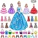 Sawaruita 35 Pack Barbie Doll Clothes Accessary Suit, 15 Pcs Party Gown Outfits with 10 Piece Doll Handbags and 10 Pairs Shoes, Great Gift for Girl’s Birthday and Christmas