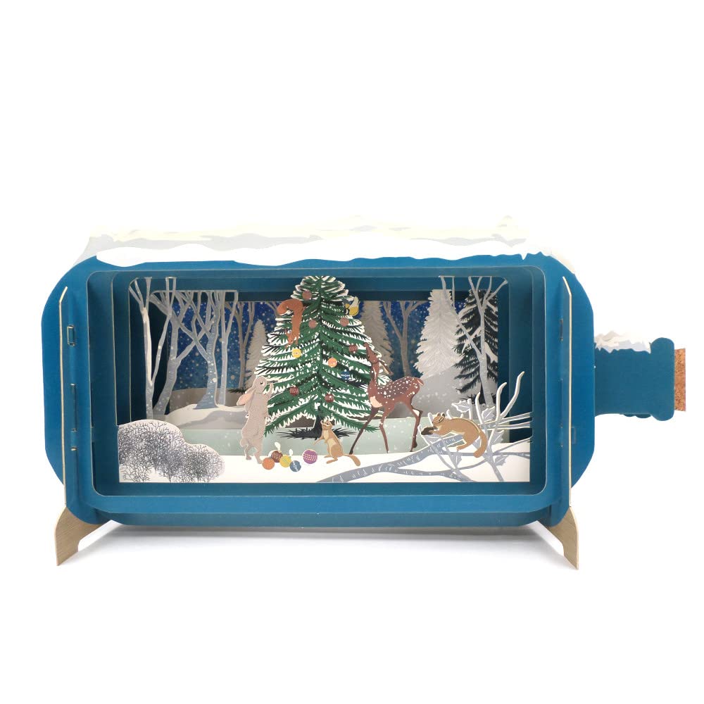 Message In A Bottle Decorating The Tree Pop Up Christmas Card By Alljoy Cards XMIB062