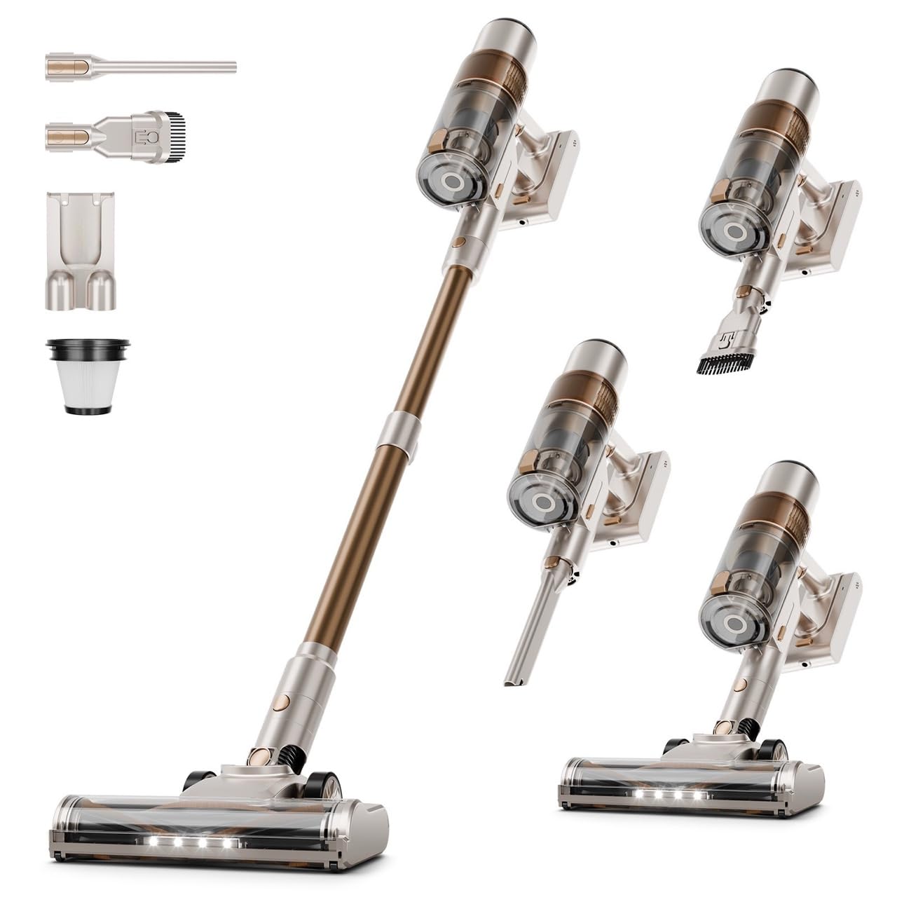 Photo 1 of Clinkal Cordless Stick Vacuum Cleaner for Home - Powerful Suction Cordless Vacuum Cleaner, Anti-Tangle Brush, Lightweight, 6-in-1 Rechargeable Vacuum for Hard Floor(Off-White)