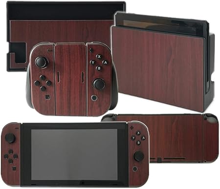 Amazon ニンテンドー スイッチ用 木目調スキンシール ワインレッド 抗衝撃 全面保護 シール スキンフィルム カバー ステッカー 薄型 傷 汚れ防止 高透過率 撥水 撥油 飛散 指紋防止 側面対応 高級素材 ナチュラルウッド デザイン インテリア おしゃれ 任天堂
