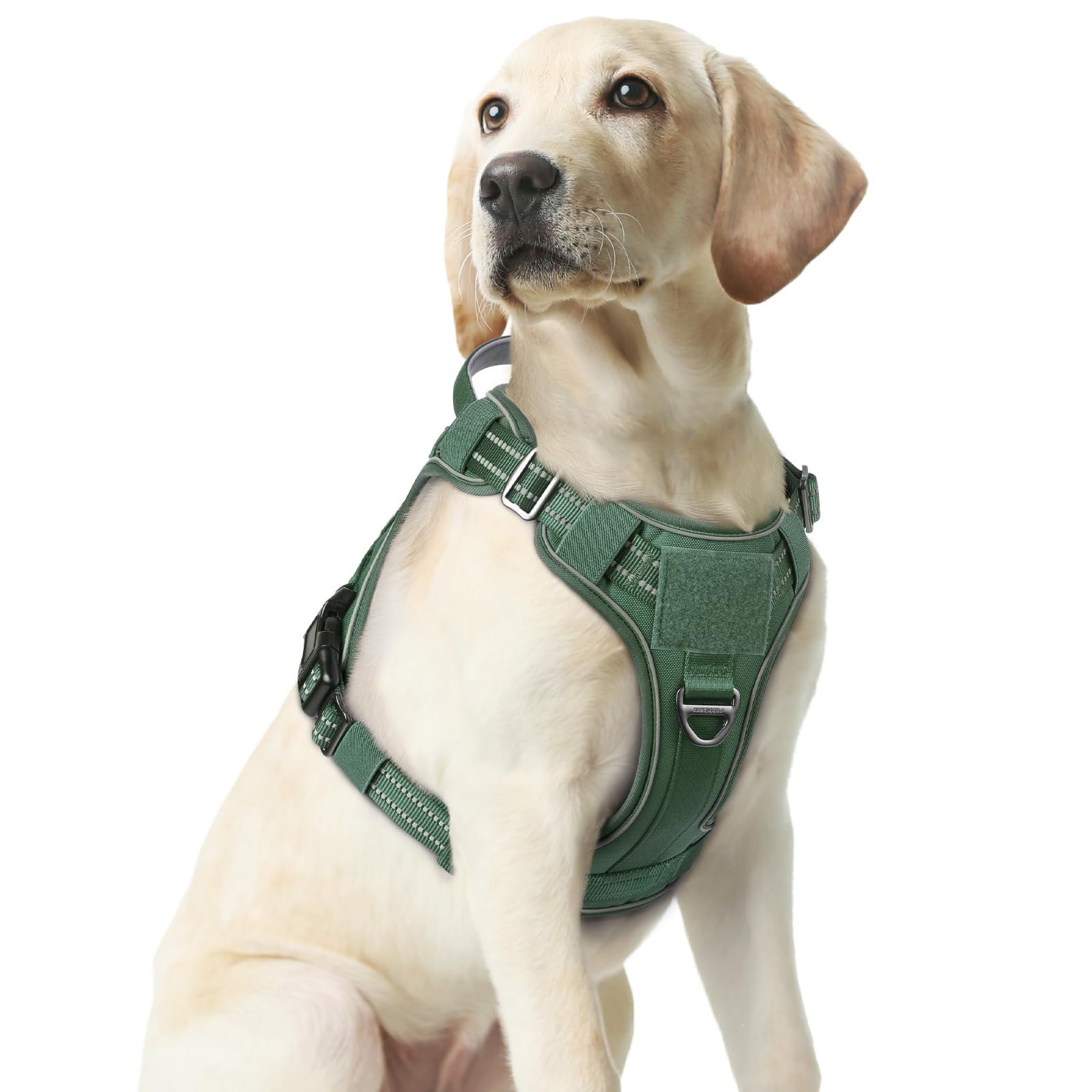 Photo 1 of (MEDIUM) (BAGGED) rabbitgoo Dog Harness Medium Sized No Pull, Tactical Service Pet Vest with Molle and Control Handle, Adjustable and Reflective Military Harness for Easy Walking and Training, Green, M