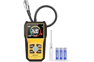 MESTEK Gas Leak Detector, Natural Propane Gas Sniffer Combustible Gas Leak Detector with 50-50000PPM 100% LEL, 2.6'' Color LCD Display,Temperature Measure, 12" Flexible Probe,High Sensitivity