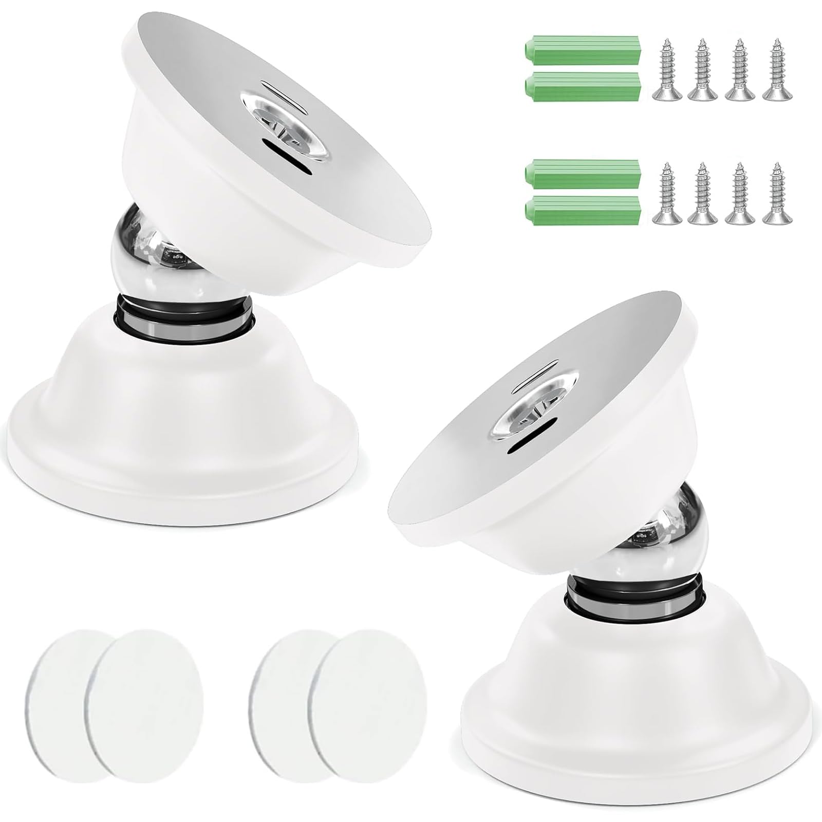 Wjelet 2PCS Magnetic Door Stopper, No Drilling Silicone Magnetic Door Stop for Motor Home Camper,Easy Installation with Double Sided Tape and Screws (White)