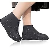 JEVRKAPZ Waterproof Shoe Covers,Upgrade Reusable Rain Shoe Galoshes with Zipper,Resistant Snow Overshoes,Foldable Shoe Protectors,Non-Slip Washable Rain Snow Bowling Travel Indoor Outdoor Overshoe