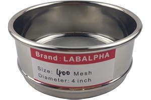 LABALPHA 400 Mesh Lab Sieves, Test Sieve #400 Mesh, 4'' Diameter, 304 Stainless Steel Wire Cloth (0.0385mm)
