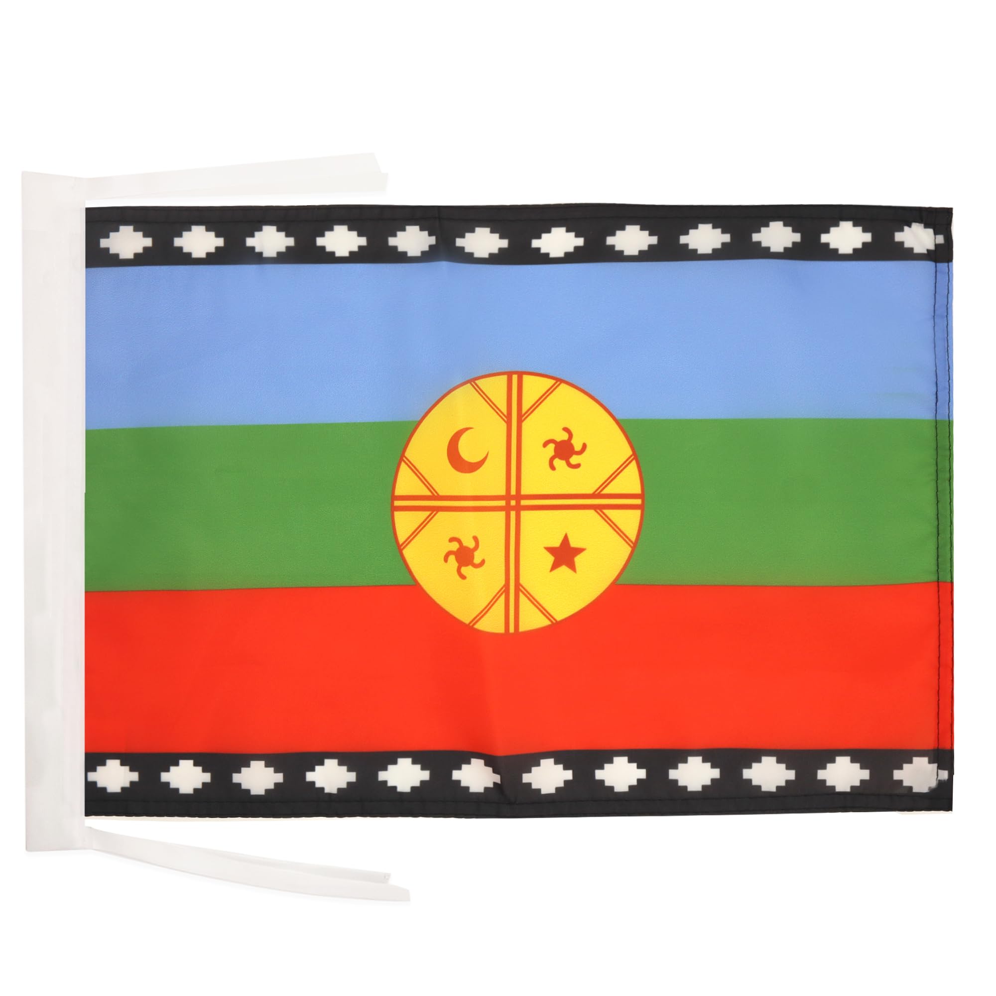 AZ FLAG - Mapuche People of Chile Flag - 18'' x 12'' - 100% Polyester Araucanians Small Banner with Two Cords - Fade Resistant - Vivid Colors - 18x12 in - 45x30 Cm — image 1