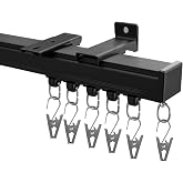 Hoeflife Curtain Track,Ceiling Curtain Track,Wall Mount Curtains Tracks,Heavy Duty Sliding Room Divider Ceiling Mount Curtains Tracks Rails Rod System with Clips 6-9ft Black
