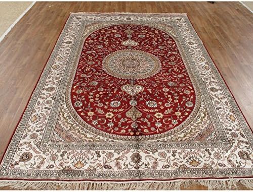 Traditional Persian Vintage Red Carpet 6 X 9 Esfahan 100% Silk Handmade Area Rug