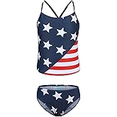 HowJoJo Big Girls American Flag Swimsuits Two Piece Tankini Bathing Suit Size 8/7-8