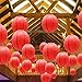 ADLKGG Round Hanging Paper Lanterns Decorations for Party Wedding Birthday Baby Showers Christmas Supplies, Red 9 Pack