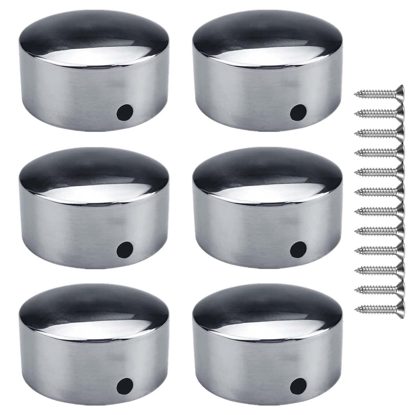 KMERCE 6 Pcs 45mm Stainless Steel Wood Handrail End Cap End Cover Arm End Cap Round Stair Handrail End Caps Mounting Screws Included