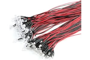 JESSINIE 50Pcs 3mm Light Emitting Diodes LED Bead with Wire Decorative Toy Car Indicator Light DC 5V~12V Red Light 3mm