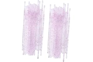 ABOOFAN Disposable Eyelash Cleaner Brush Sticks 200pcs Pink Short Head Plastic Eyelash Cleaning Rod for Makeup and Eyebrow Gr