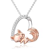 LEECCI Cute Animal Necklace S925 Sterling Silver Hamster/Tiger/Fox Pendant Necklace Animal Jewelry Gifts for Women