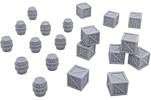 ENDERTOYS Crates and Barrels DND Terrain Compatible with Dungeons and Dragons, Warhammer 40k, 28mm Miniature Wargaming, Tabletop RPGs, Wargame Scenery