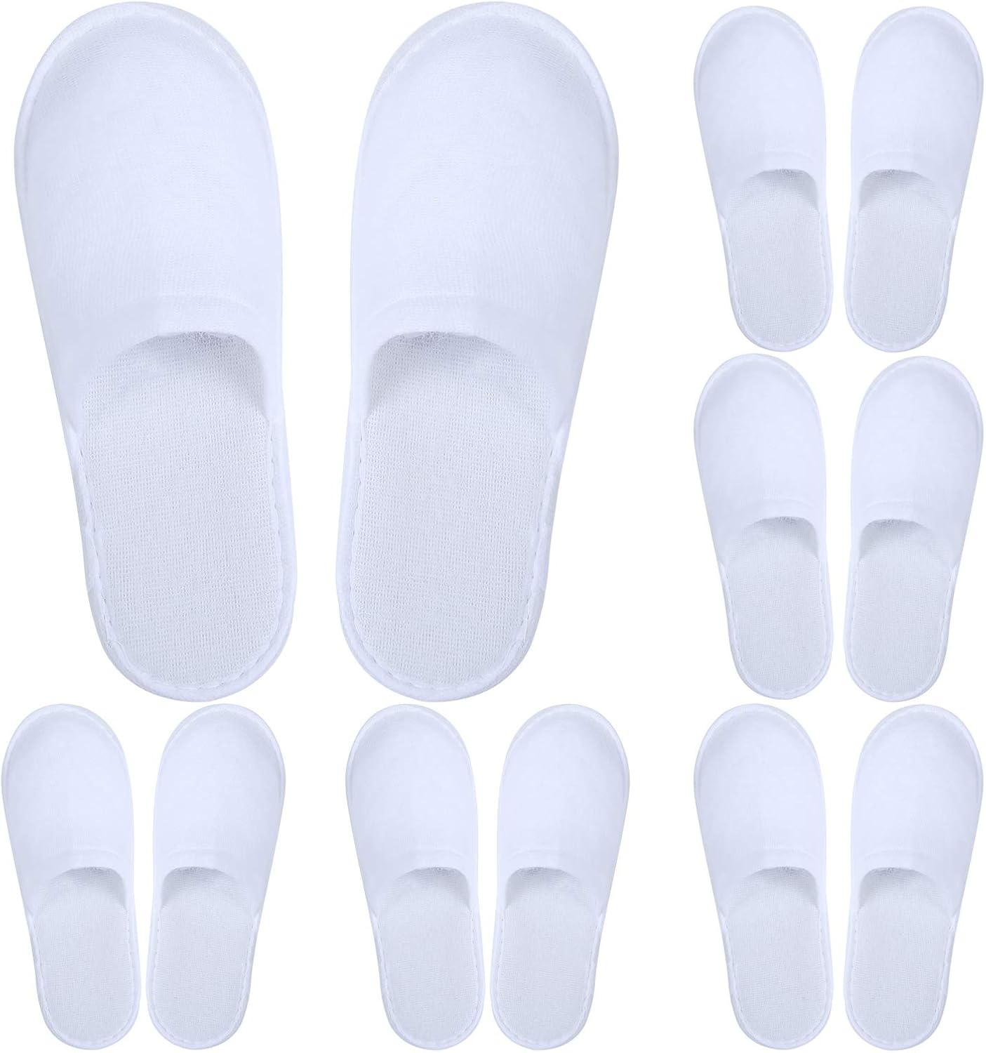 Aneco 6 Pairs Spa Slippers Disposable Closed Toe Slippers White Fluffy Guests Slippers for Home