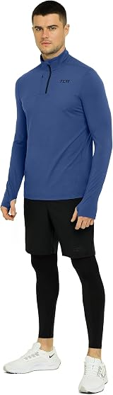 TCA Fusion Long Sleeve Top Men 1/4 Zip Running Golf Gym True Blue XXL view 5
