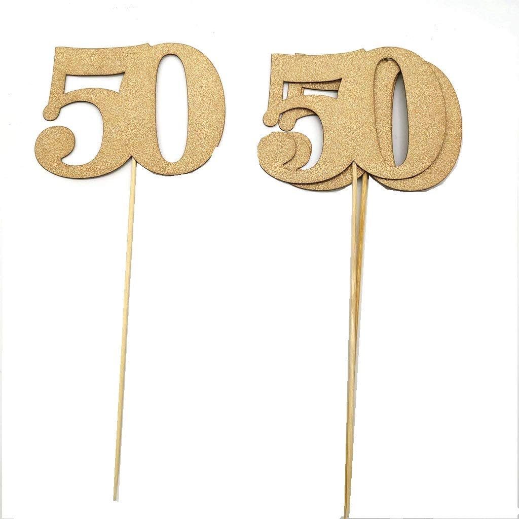 50th Centerpiece Sticks for 50th Birthdays Anniversaries College or High School Reunions or Company Celebrations and Galas Decorations Party Photo Booth Props 4CT (Champagne Gold): Health & Personal Care