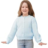 Girls' Cardigan with Button Loose Long Sleeve Shrug Sweaters Cropped Uniforms Kids Knit Sweater Outerwear