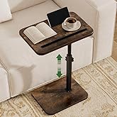 promitop TV Tray Side Table for Couch | 360&deg; Swivel, Adjustable Height Rotating, C Table End Table Laptop Desk, Phone &amp; Tablet Slot