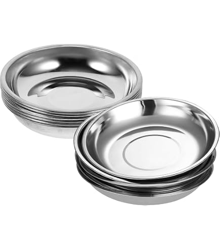 STAINLESS STEEL SERVING DISH Tray Hors d'oeuvre Wooden Handles 12.5 x 8