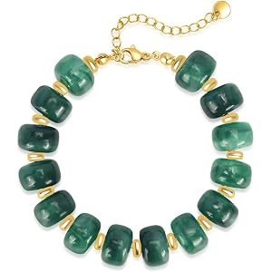 Joyline Chunky Colorful Beaded Bracelet for Women Boho Bracelets | Multicolor Resin Beads with Gold Chain, Bohemian Jewelry