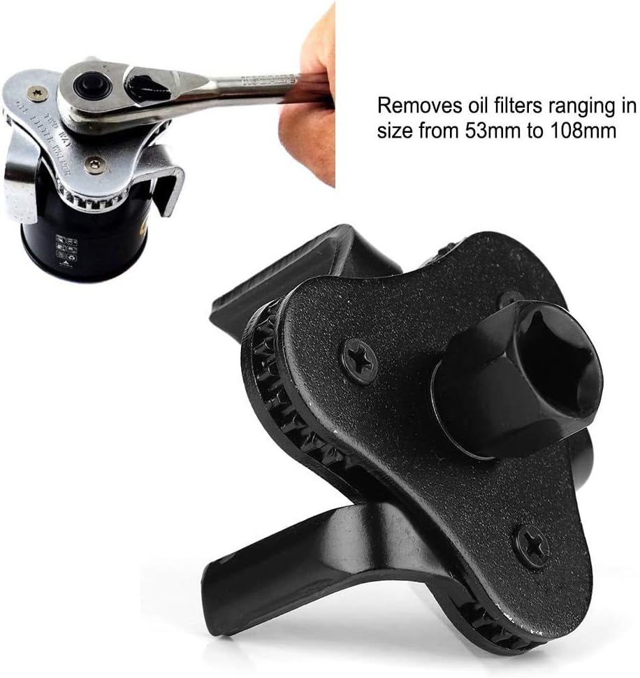 Ccylez Oil Filter Wrench, 3-jaw Remover Ø 53-108 mm, Wrench Tool Drive Oil Filter Remover with freely Adjustable Size, Strong Handle for 1/2 DR Drive Tool, 13/16 Rotary Handle - Image 4