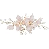 YAFIYGI Wedding Hair Barrettes for Women Vintage Pink Flower Hair Clips Light Decorative Pins and Clip Accessories for Bride Bridesmaid Girls Elegant Crystal with Pearls and Rhinestones