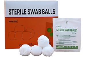 UAN Sterile Cotton Balls for Medical Use, 100% Nonwoven Balls for Sensitive Skin, Sterile Individually Packaged, Size XL (16 Pack/Box)