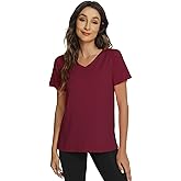 WiWi Viscose from Bamboo Pajama Tops for Women Super Soft Short Sleeve Tee V Neck Sleep Cooling T-Shirt Pjs Sleepwear S-XXL