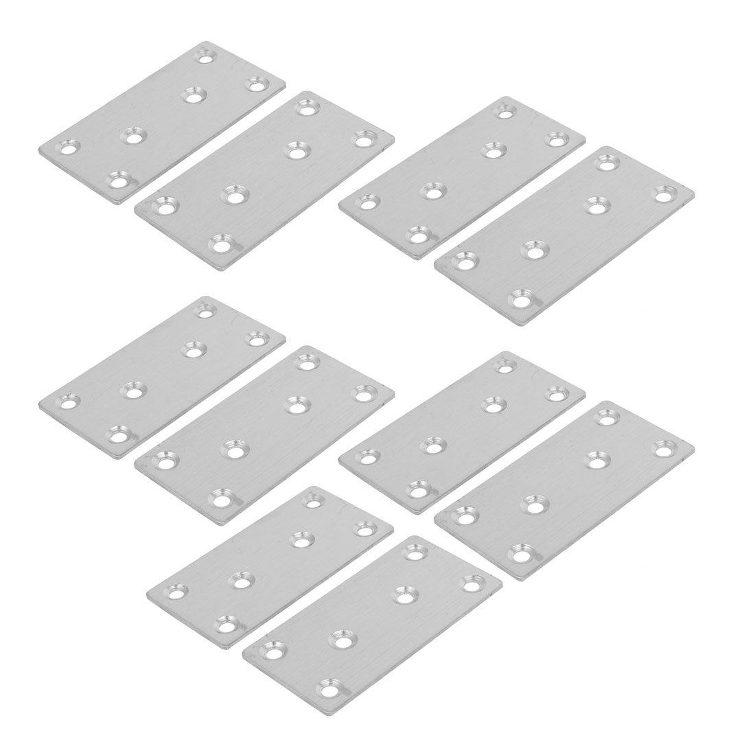 Sourcingmap 80mmx40mmx2mm Six Mount Holes Flat Straight Mending Fixing Plates Brackets 10pcs