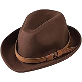 Felt Manhattan Fedora Hat Classic Gangster Trilby Cap Short Brim Jazz Hat Wool Structured Cap for Men Women
