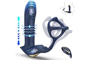 Thrusting Vibrators Prostate Massager with Dual Cock Ring