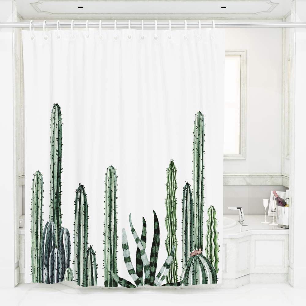 BQEE Shower Curtain Durable Fabric Bath Curtain Waterproof Odorless for Bathroom Machine Washable (succulent plants 2)