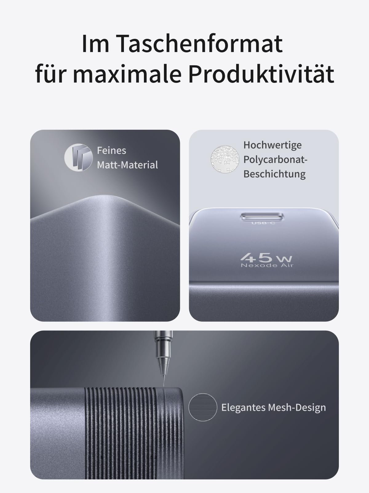 UGREEN Nexode Air 45W Mini USB-C Ladegerät, Ultrakompakter Netzteil 8