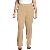 Lands' End Women's Relaxed Fit Sport Knit High Rise Pants - Soft Cotton Pull-On with Elastic Waist