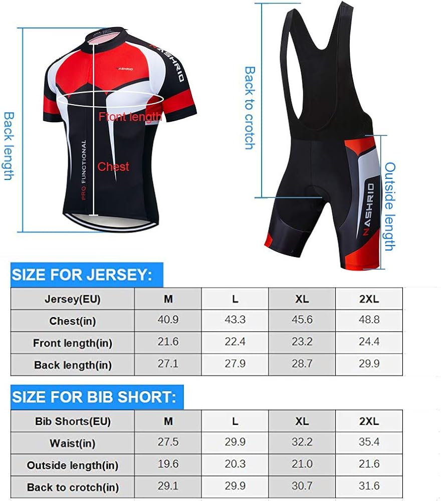 NASHRIO Men's Cycling Jersey Set Bicycle Short Sleeve Set Quick-Dry Breathable Shirt+3D Cushion Shorts Padded Pants/Bib Short: Clothing
