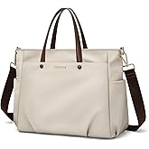 Laptop Shoulder Bag 14 Inch, Computer Shoulder Bag Large Work Tote Bag for Women, Laptop Carrying Case Stylish Handbag for Business Travel (Apricot)
