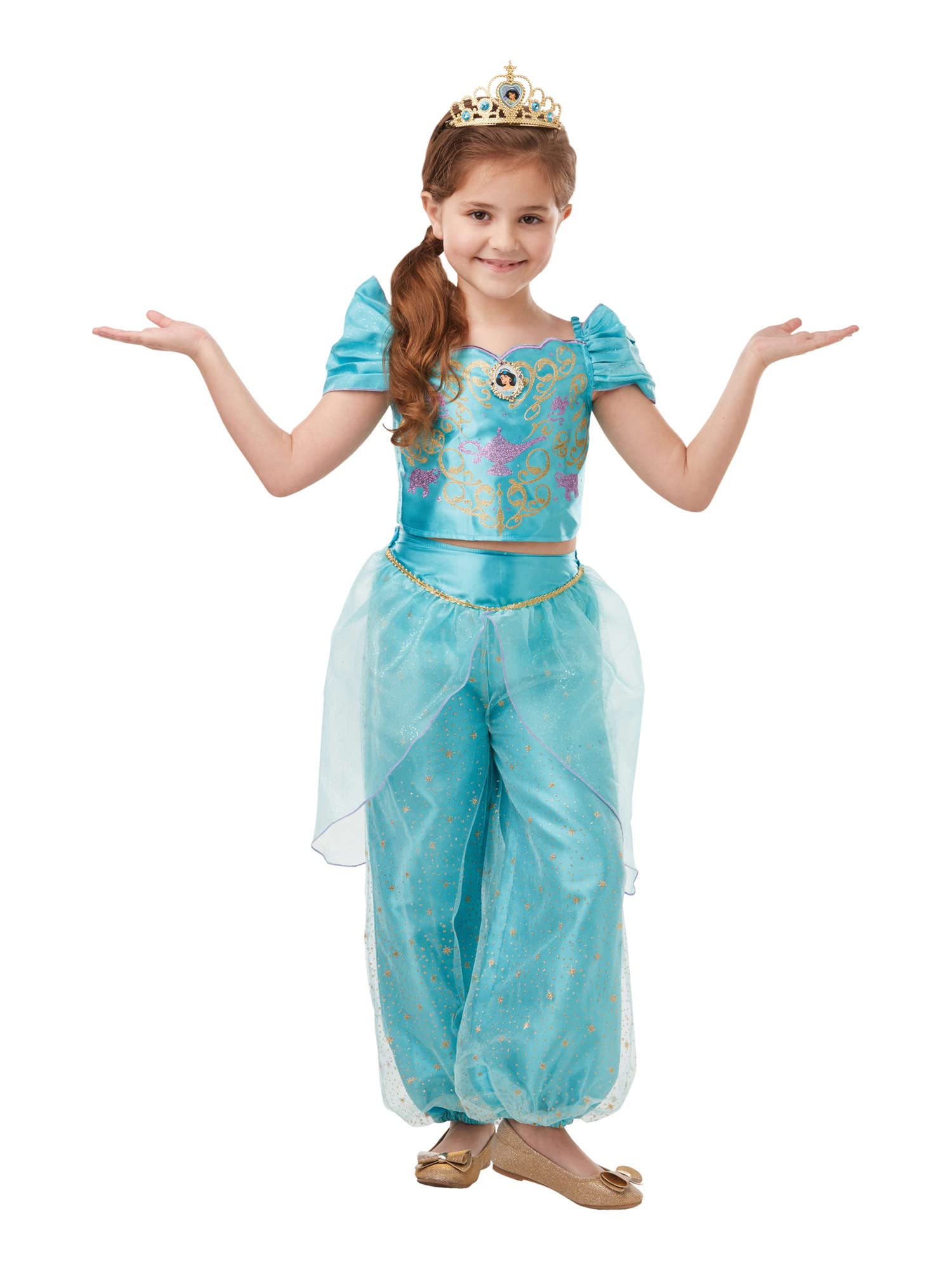 Rubie's Official Disney Princess Jasmine Aladdin Glitter and Sparkle Girls Costume, Childs Size Small Age 3-4 Years