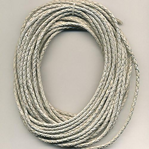 3 MM Braided Leather Cord 10 Meters White