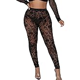 Women's Tie Dye Mesh Legging - High Waist Sheer Pantihose Long Pants Stretchy Tights Clubwear Closed Toe