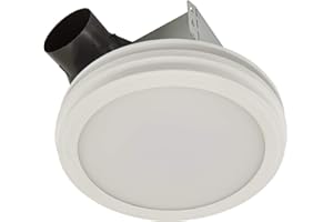 Broan-Nutone AER80LWH Ventilateur de ventilation décoratif avec panneau rond plat LED Blanc 0,8 sones 80 CFM