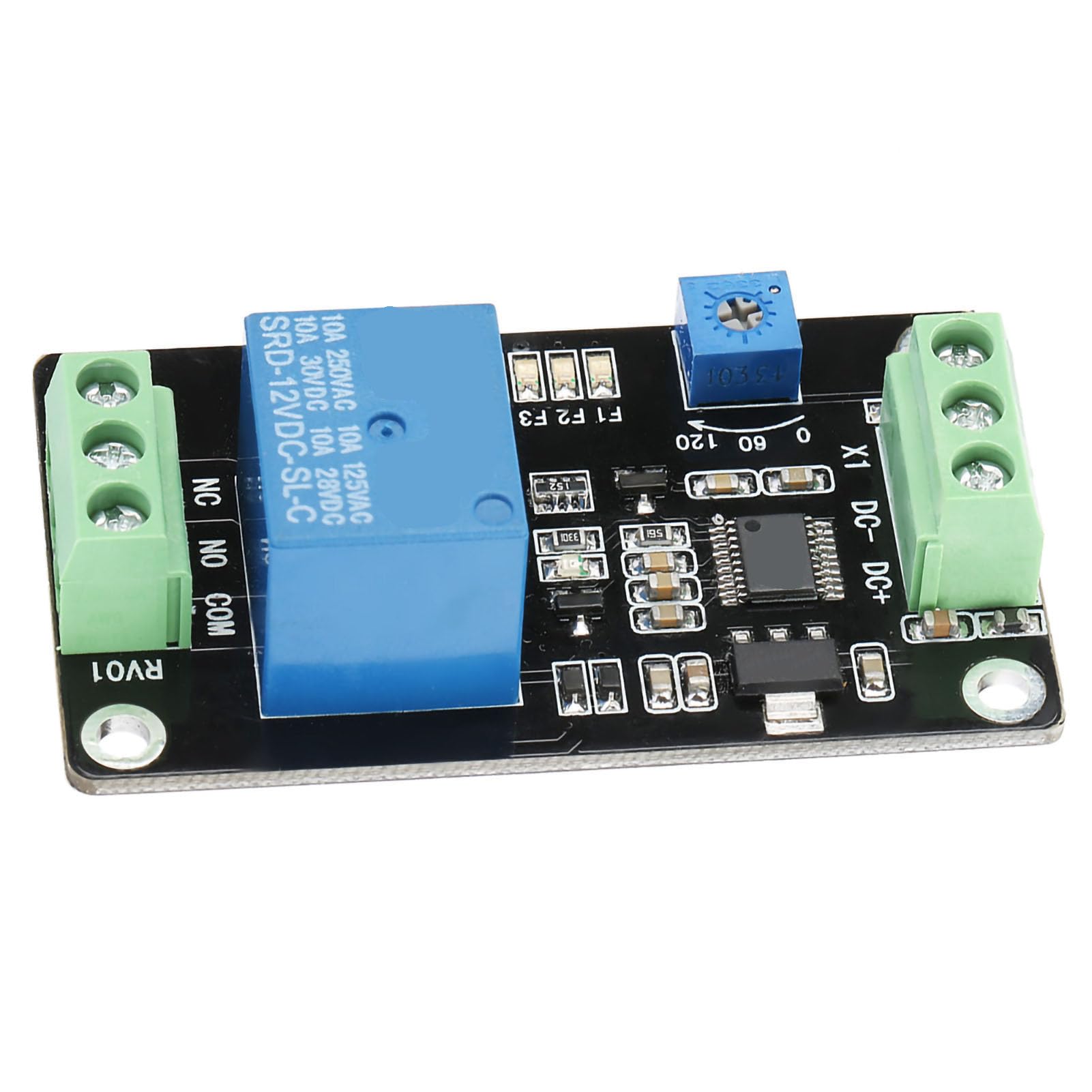 Adjustable Timer Relay Module, 5V 12V 24V DC, Self-Locking Delay for Industrial Automation, Power Control, On Off Switching Controller, 60x35x20mm