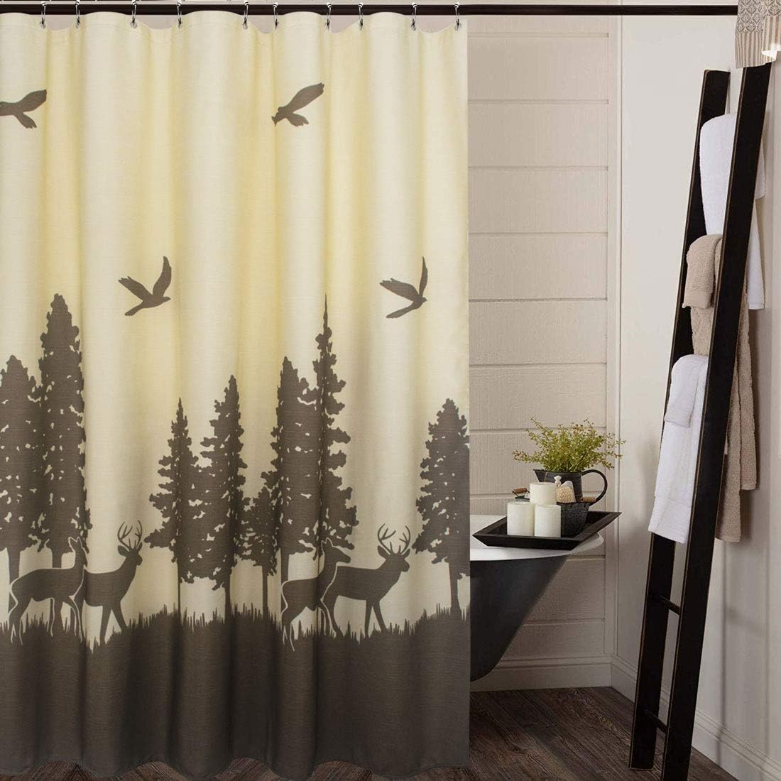 Ebecede Yellow Fabric Shower Curtain Or Liner 72 X 72 For Master Guest Kids College Dorm Bathroom Heavy Weight Deer Printed Shower Curtain For Bathroom Decor Country Rustic Style Amazon Ca Home Kitchen