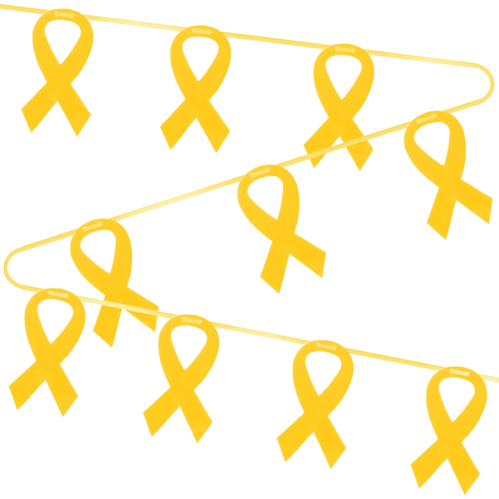 Photo 1 of VitalCozy 10 Pcs Ribbon Awareness Banner 13.1 ft Ribbon Garland Cancer Awareness Decor Cancer Free Decorations for Society Events Groups Fundraisers Party Supplies(Yellow)