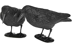 VicBre 2PCS Black Crow Decoys with Feet and Pole Full Body Hunting Halloween Garden Decoration