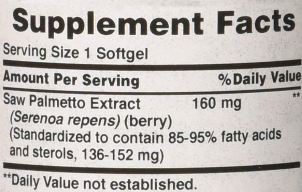 Puritans Pride Saw Palmetto Standardized Extract 160 mg Softgels, 60 Count: Health & Personal Care